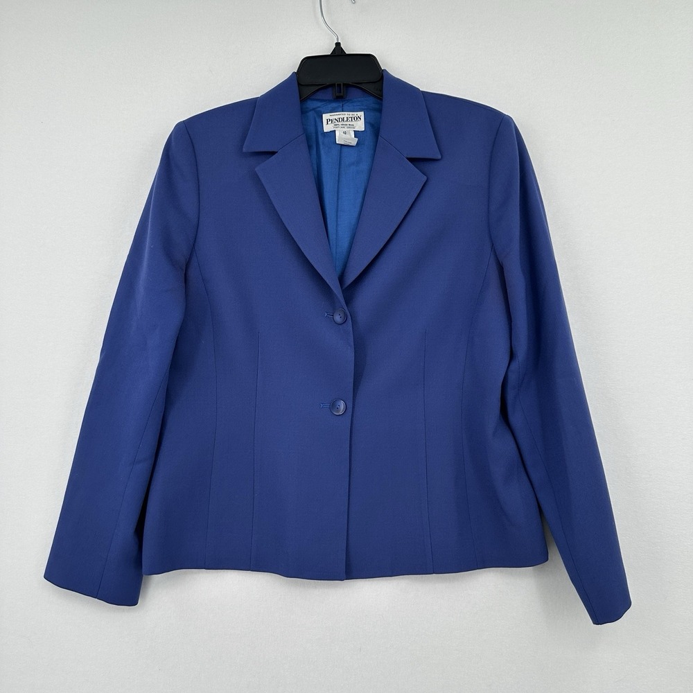 Vintage Pendleton Blue Virgin Wool Blazer Jacket Womens Size 10 Church Wedding